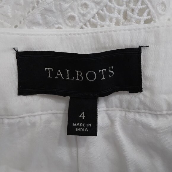 Talbots | White Cotton Lace  Patterned Flared Skirt |  Size 4 - Picture 9 of 10